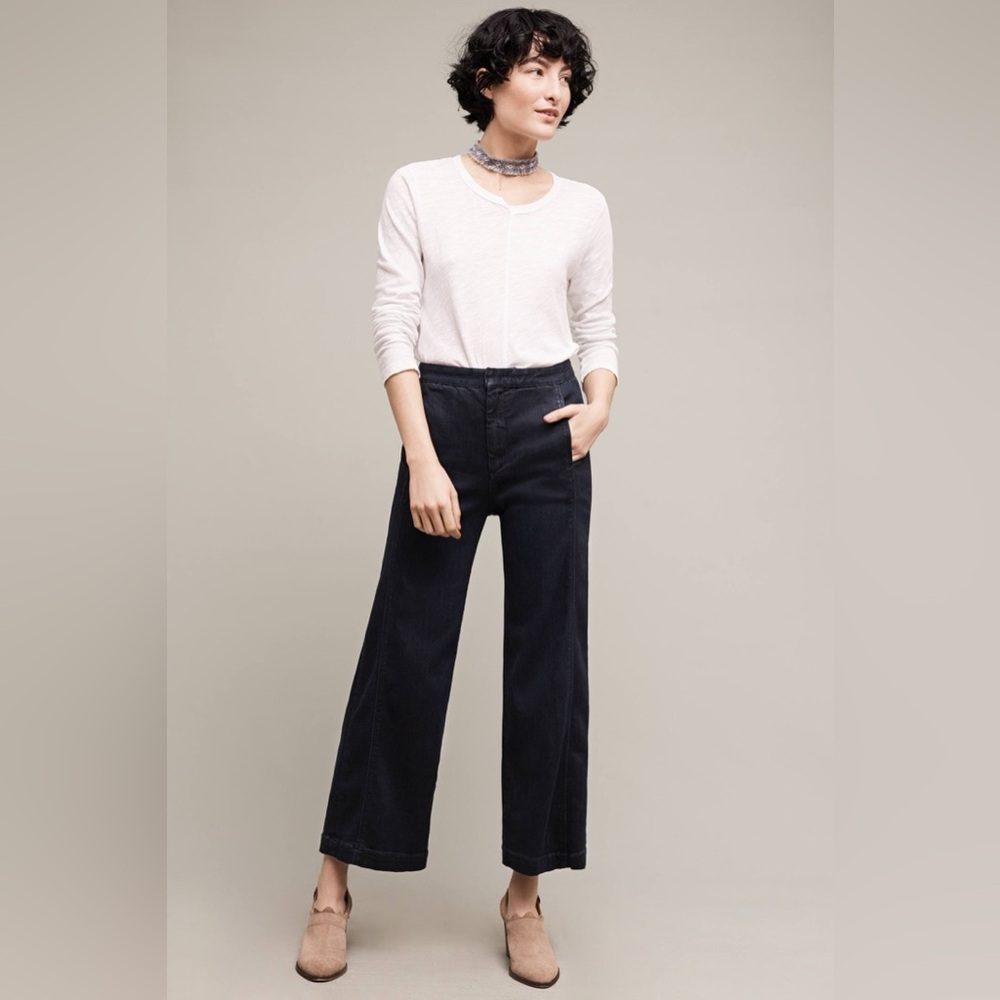 Anthropologie | Pilcro Dark Denim High-Rise Cropped Jeans - Size 27P